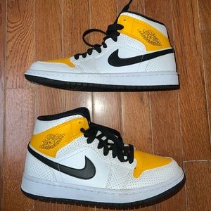 Air Jordan 1 Mid Black White Yellow Womens 8